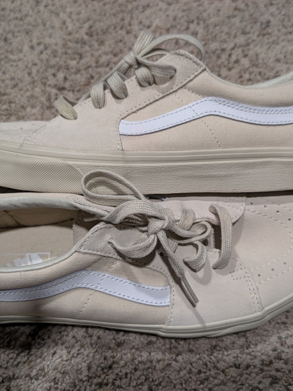 Vans Sk8-Low Cream Low-Top Sneakers with White Side Stripe
